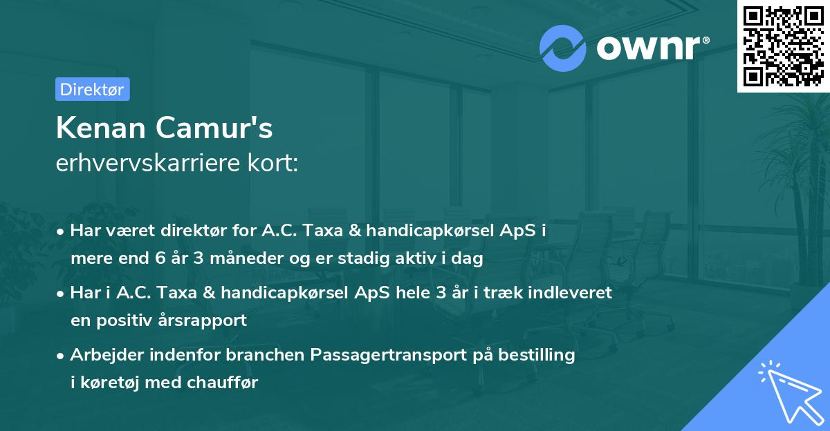 Kenan Camur's erhvervskarriere kort