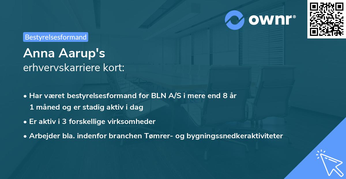 Anna Aarup's erhvervskarriere kort