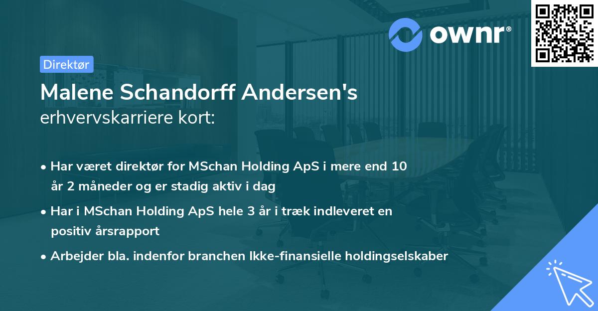 Malene Schandorff Andersen's erhvervskarriere kort