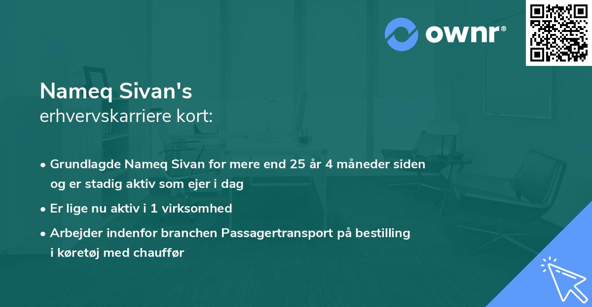 Nameq Sivan's erhvervskarriere kort