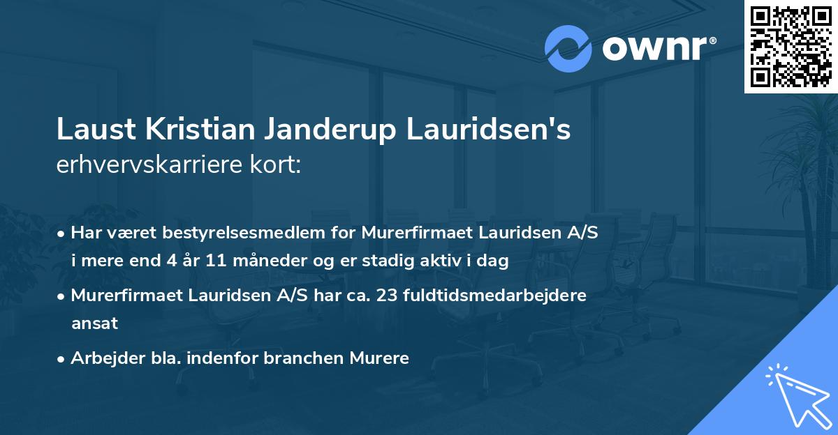 Laust Kristian Janderup Lauridsen's erhvervskarriere kort