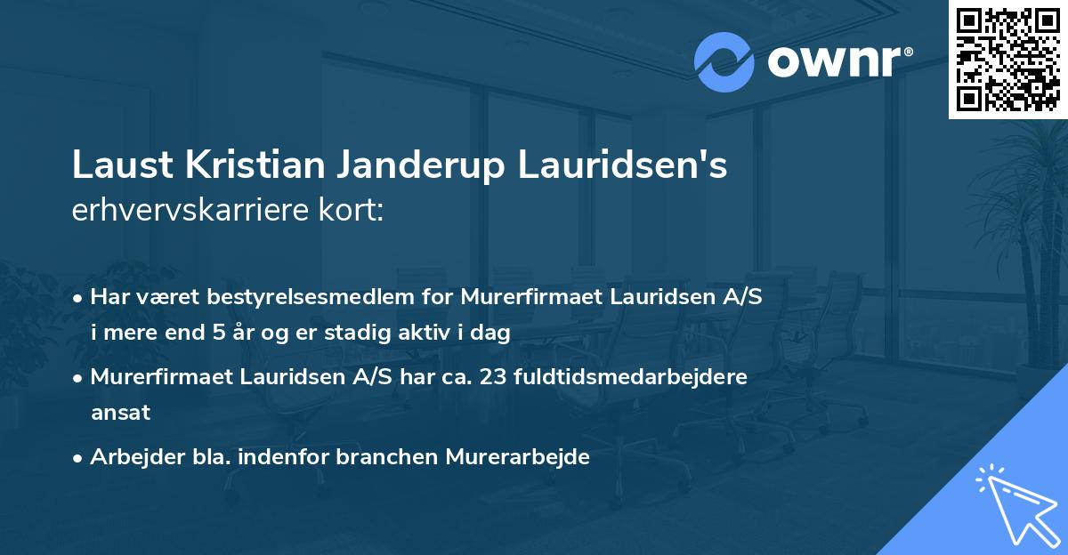 Laust Kristian Janderup Lauridsen's erhvervskarriere kort