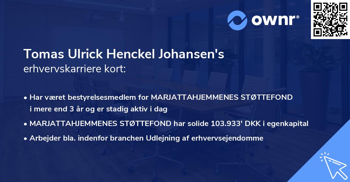 Tomas Ulrick Henckel Johansen's erhvervskarriere kort
