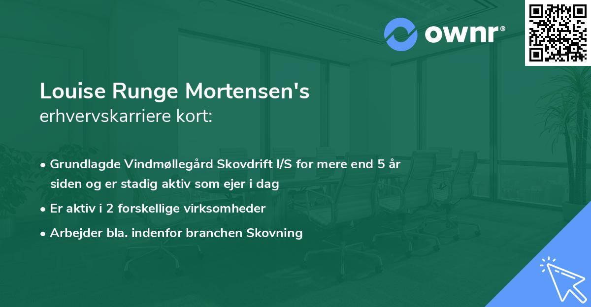 Louise Runge Mortensen's erhvervskarriere kort