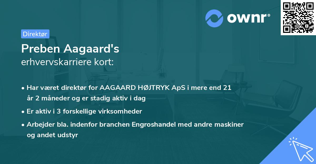 Preben Aagaard's erhvervskarriere kort