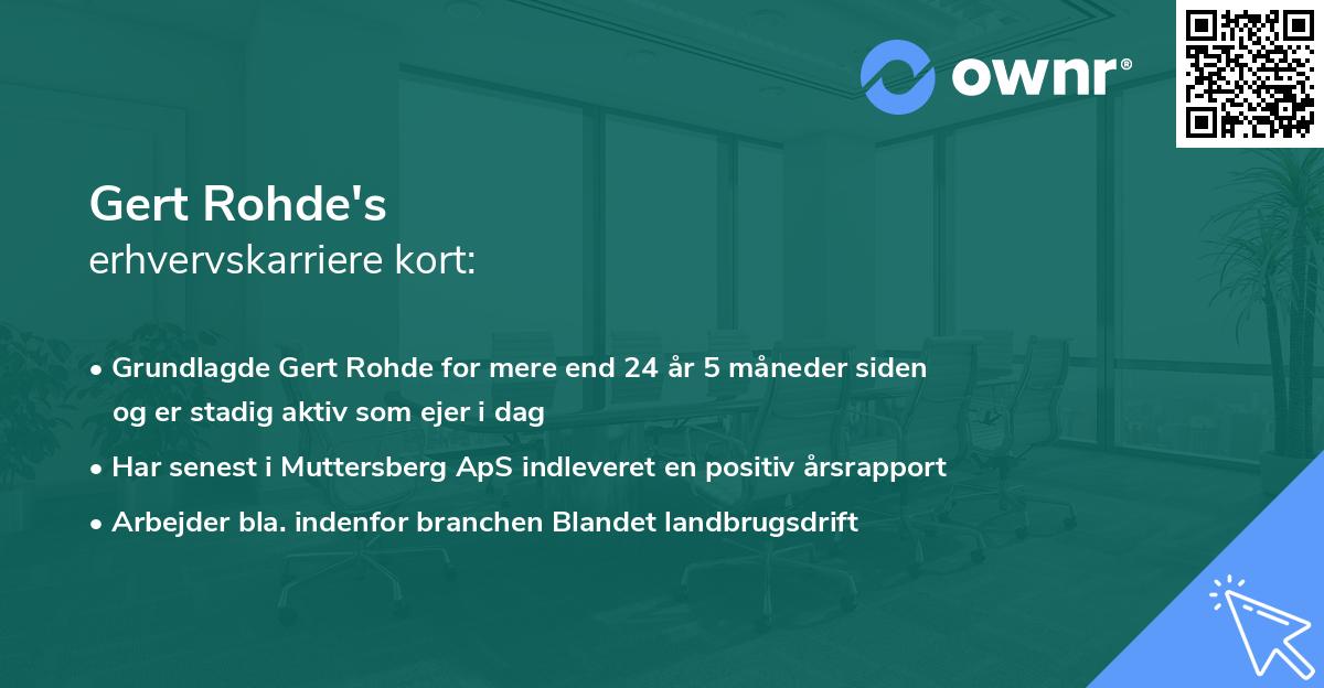 Gert Rohde's erhvervskarriere kort