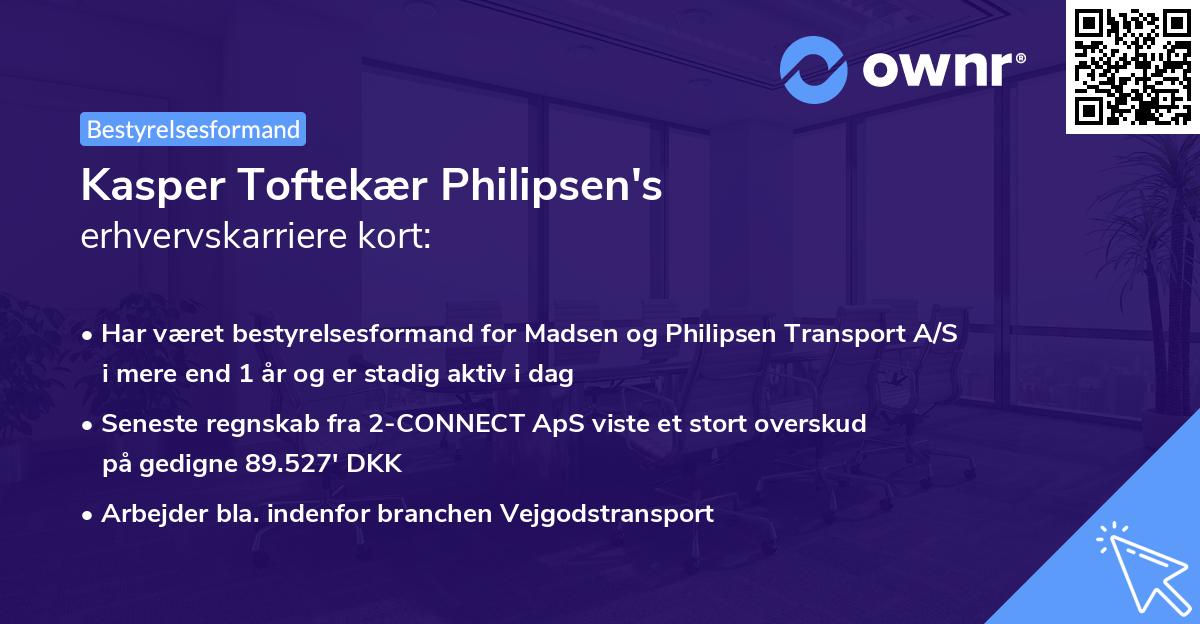 Kasper Toftekær Philipsen's erhvervskarriere kort