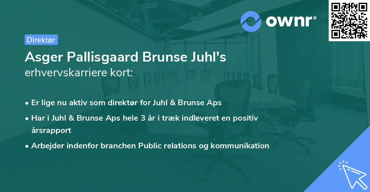 Asger Pallisgaard Brunse Juhl's erhvervskarriere kort