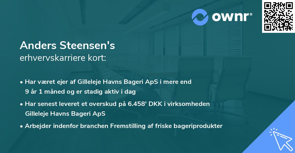 Anders Steensen's erhvervskarriere kort