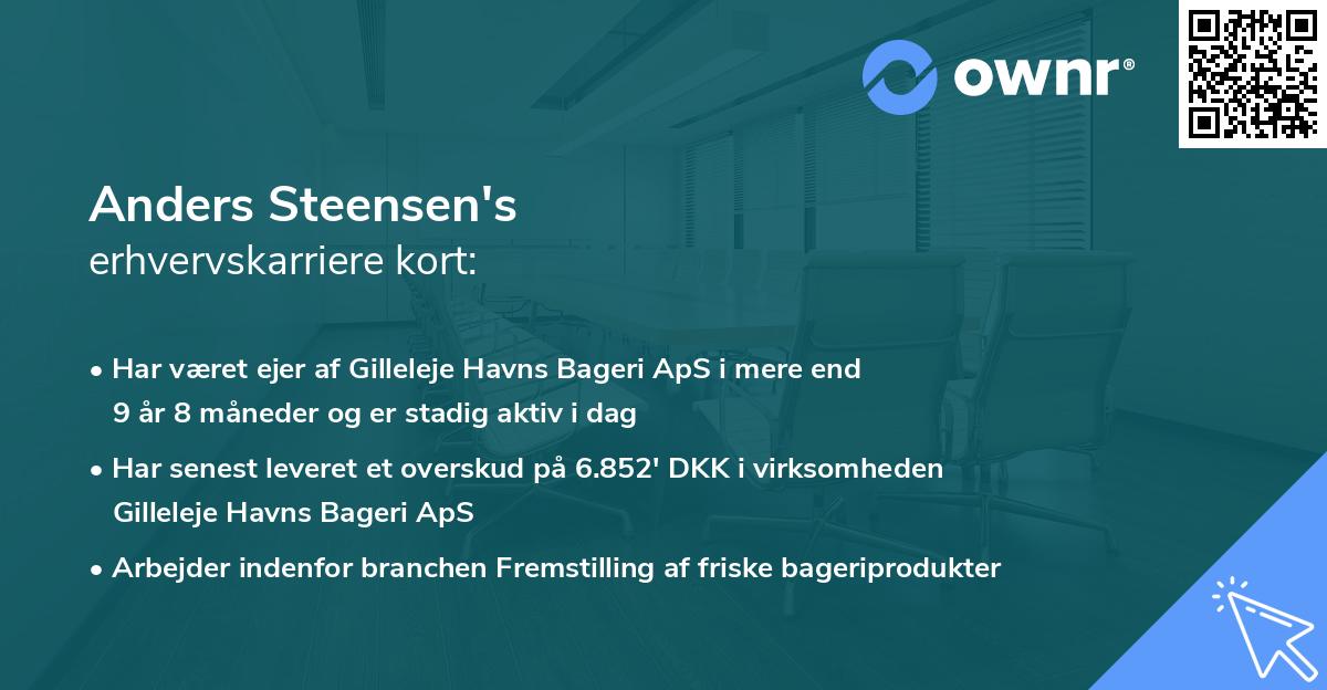 Anders Steensen's erhvervskarriere kort