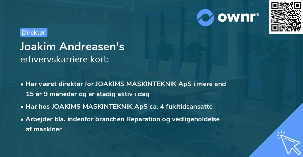 Joakim Andreasen's erhvervskarriere kort