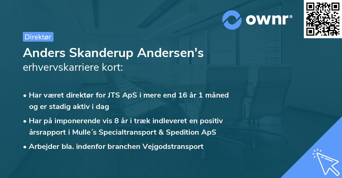 Anders Skanderup Andersen's erhvervskarriere kort