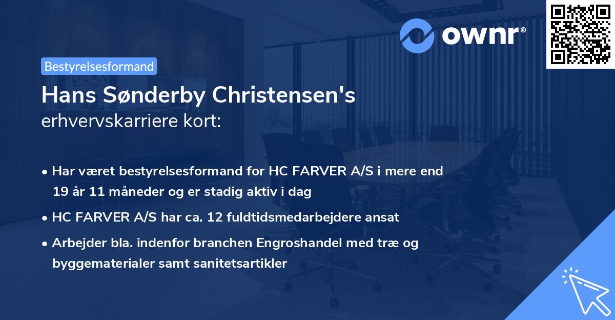 Hans Sønderby Christensen's erhvervskarriere kort