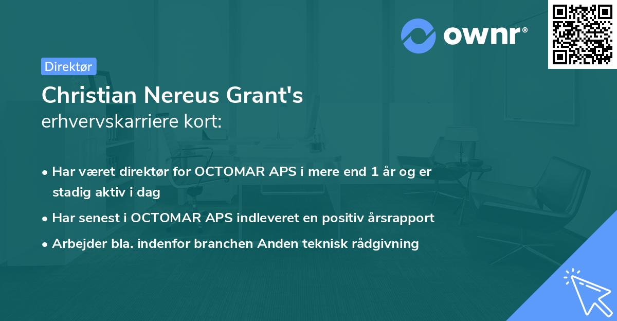 Christian Nereus Grant's erhvervskarriere kort