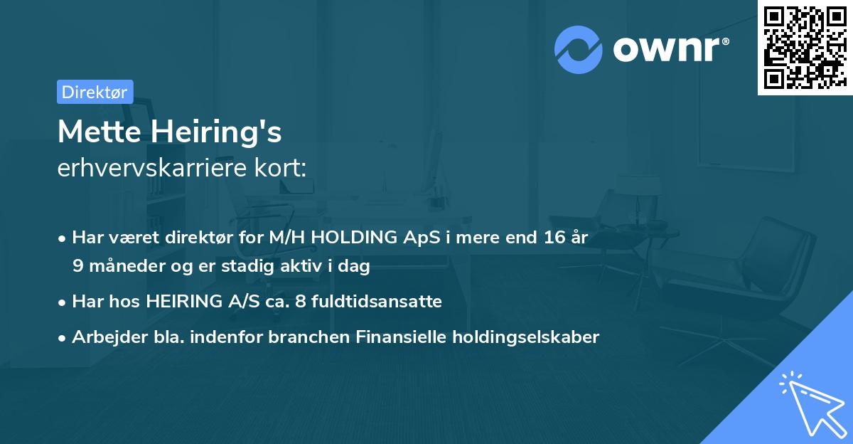 Mette Heiring's erhvervskarriere kort