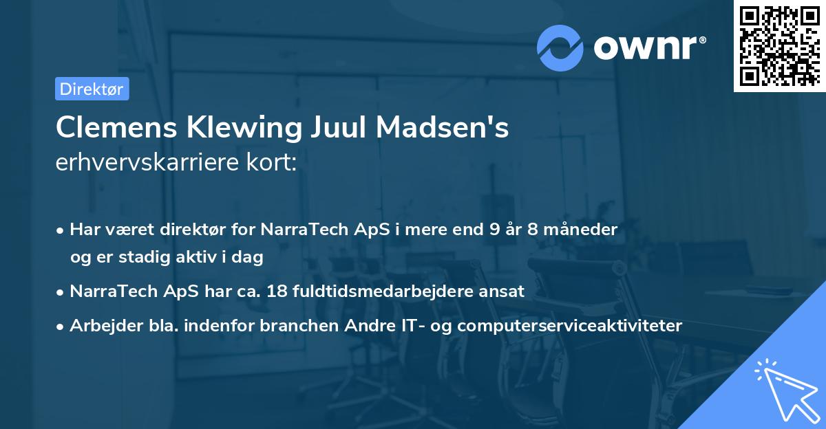 Clemens Klewing Juul Madsen's erhvervskarriere kort