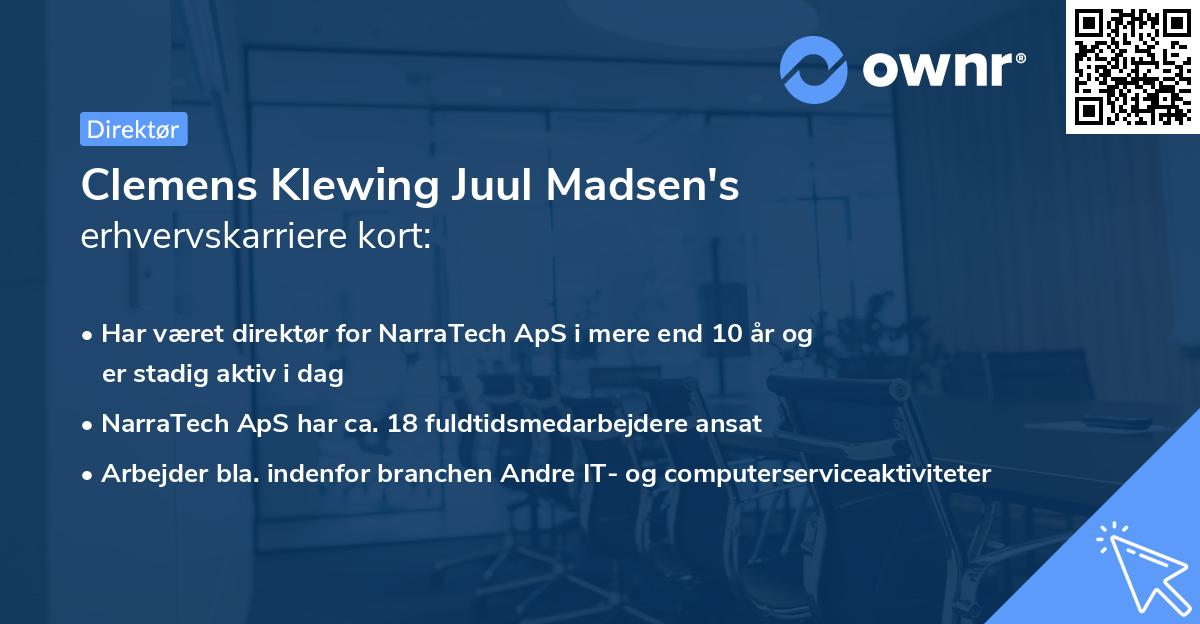 Clemens Klewing Juul Madsen's erhvervskarriere kort