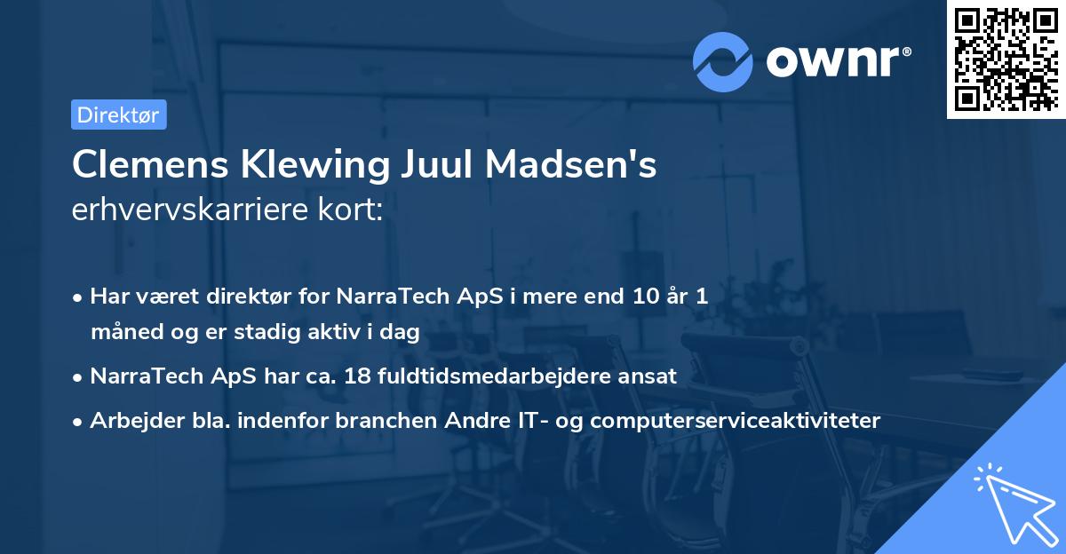 Clemens Klewing Juul Madsen's erhvervskarriere kort