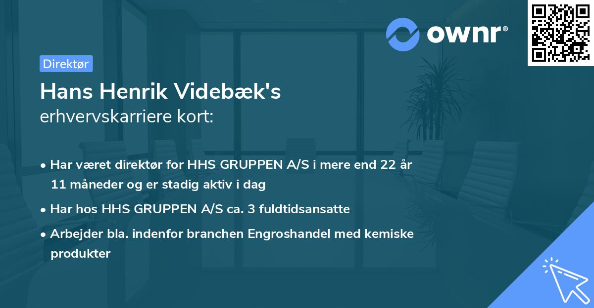 Hans Henrik Videbæk's erhvervskarriere kort