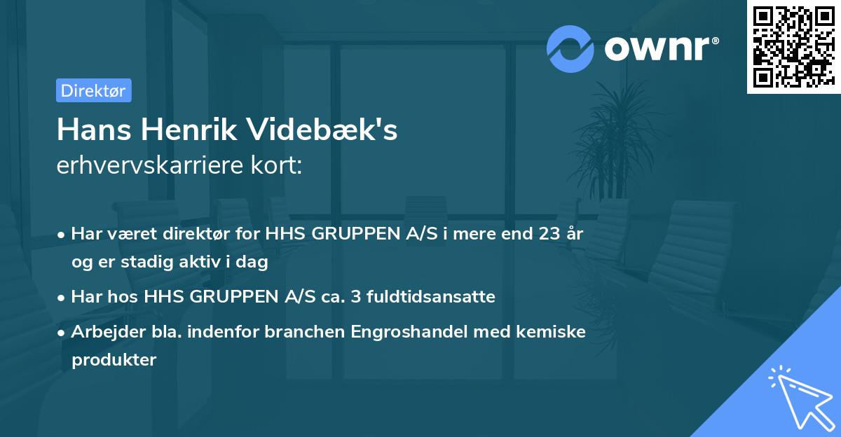 Hans Henrik Videbæk's erhvervskarriere kort