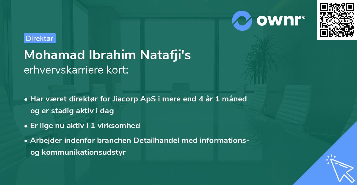 Mohamad Ibrahim Natafji's erhvervskarriere kort