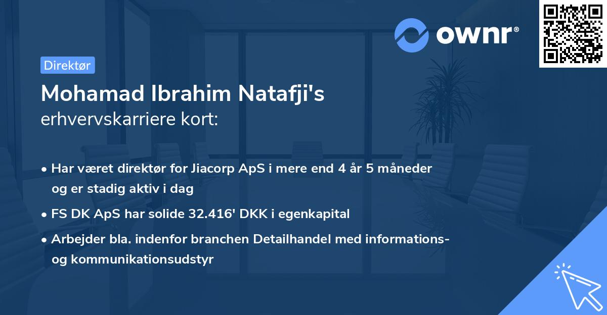 Mohamad Ibrahim Natafji's erhvervskarriere kort