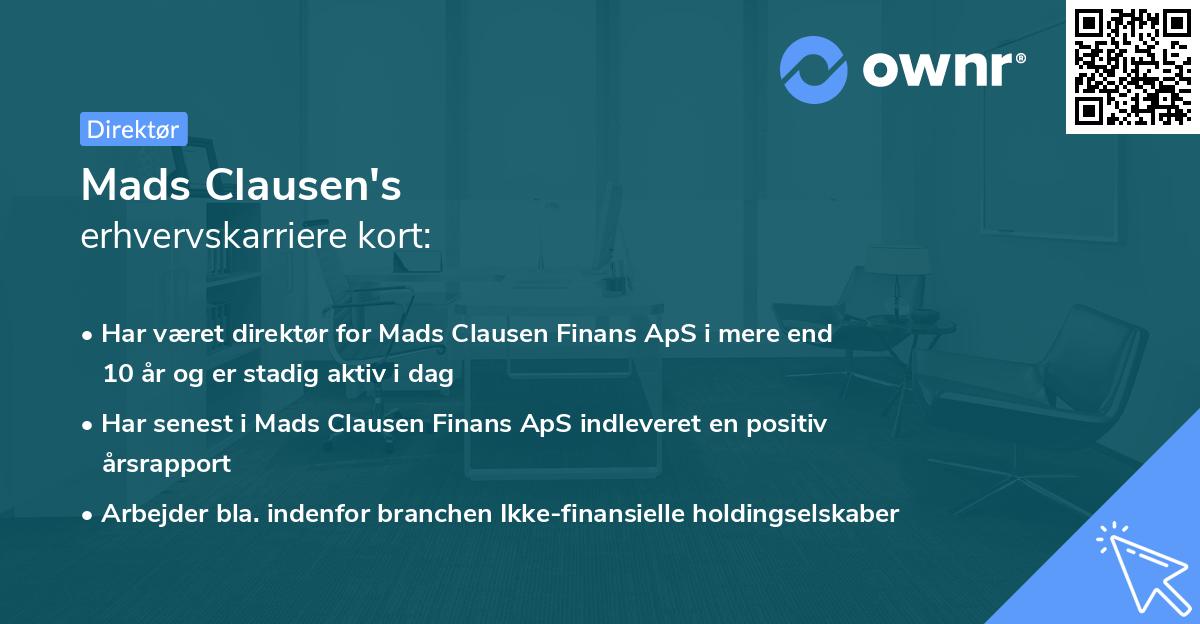 Mads Clausen's erhvervskarriere kort