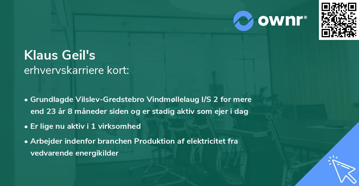Klaus Geil's erhvervskarriere kort