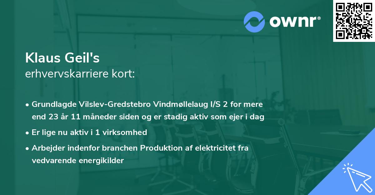 Klaus Geil's erhvervskarriere kort