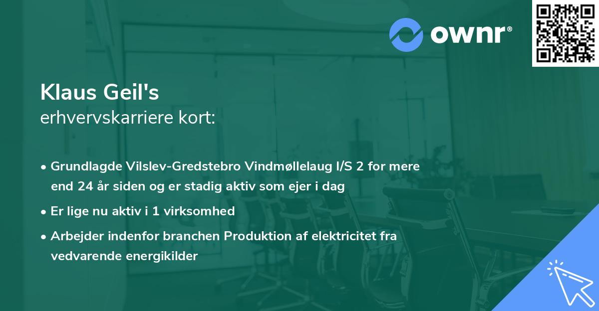 Klaus Geil's erhvervskarriere kort