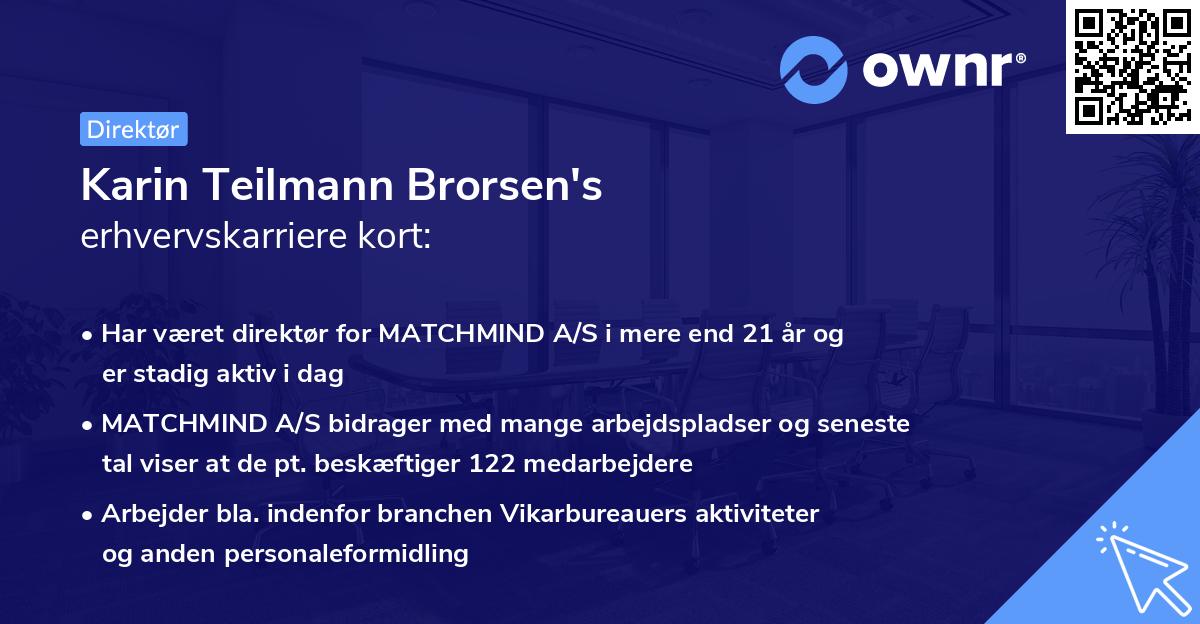 Karin Teilmann Brorsen's erhvervskarriere kort