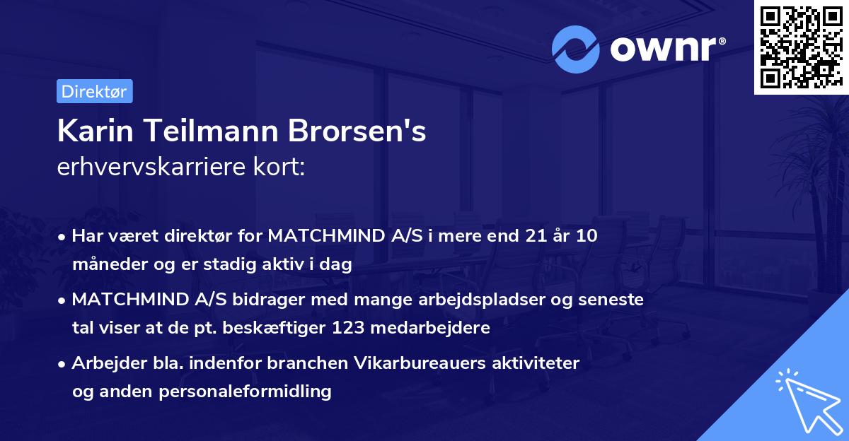 Karin Teilmann Brorsen's erhvervskarriere kort