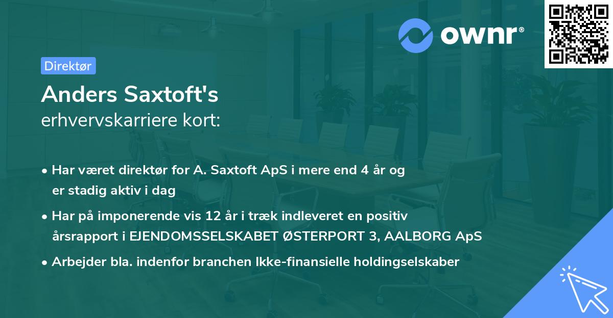 Anders Saxtoft's erhvervskarriere kort