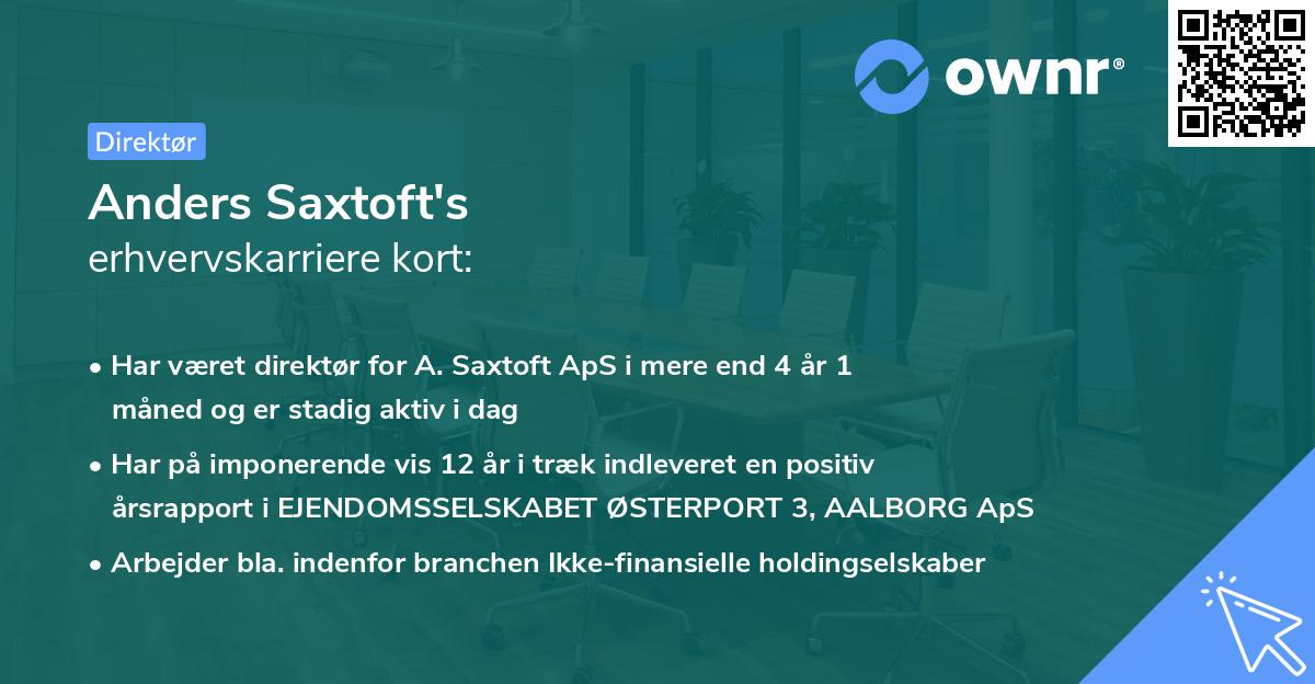 Anders Saxtoft's erhvervskarriere kort