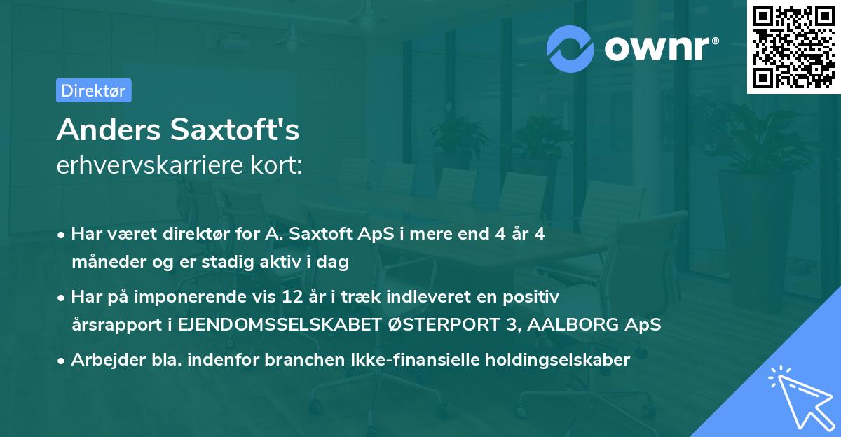 Anders Saxtoft's erhvervskarriere kort