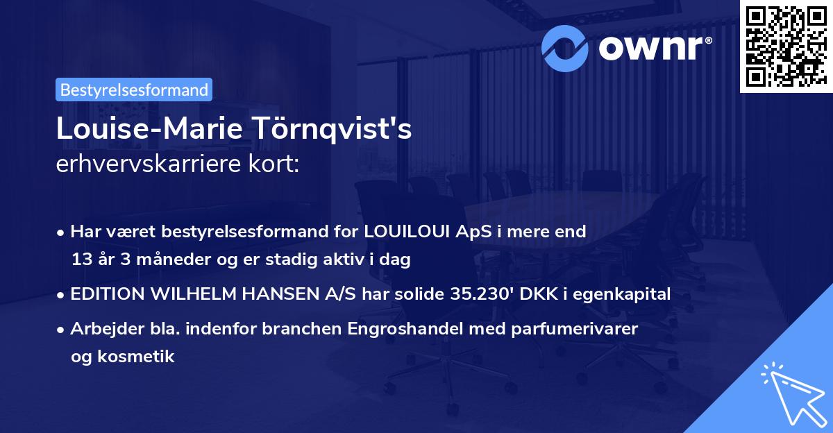 Louise-Marie Törnqvist's erhvervskarriere kort