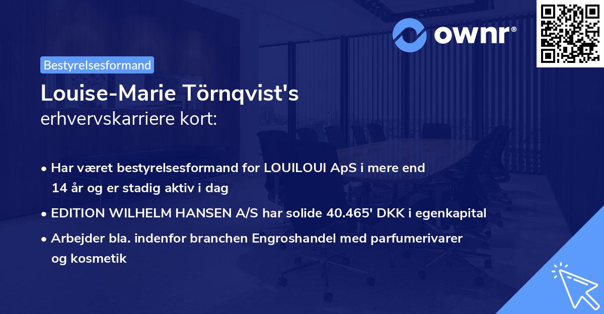 Louise-Marie Törnqvist's erhvervskarriere kort