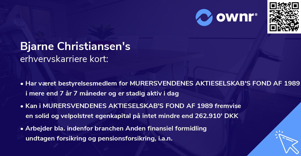 Bjarne Christiansen's erhvervskarriere kort