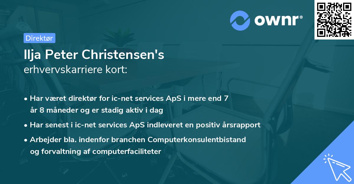 Ilja Peter Christensen's erhvervskarriere kort