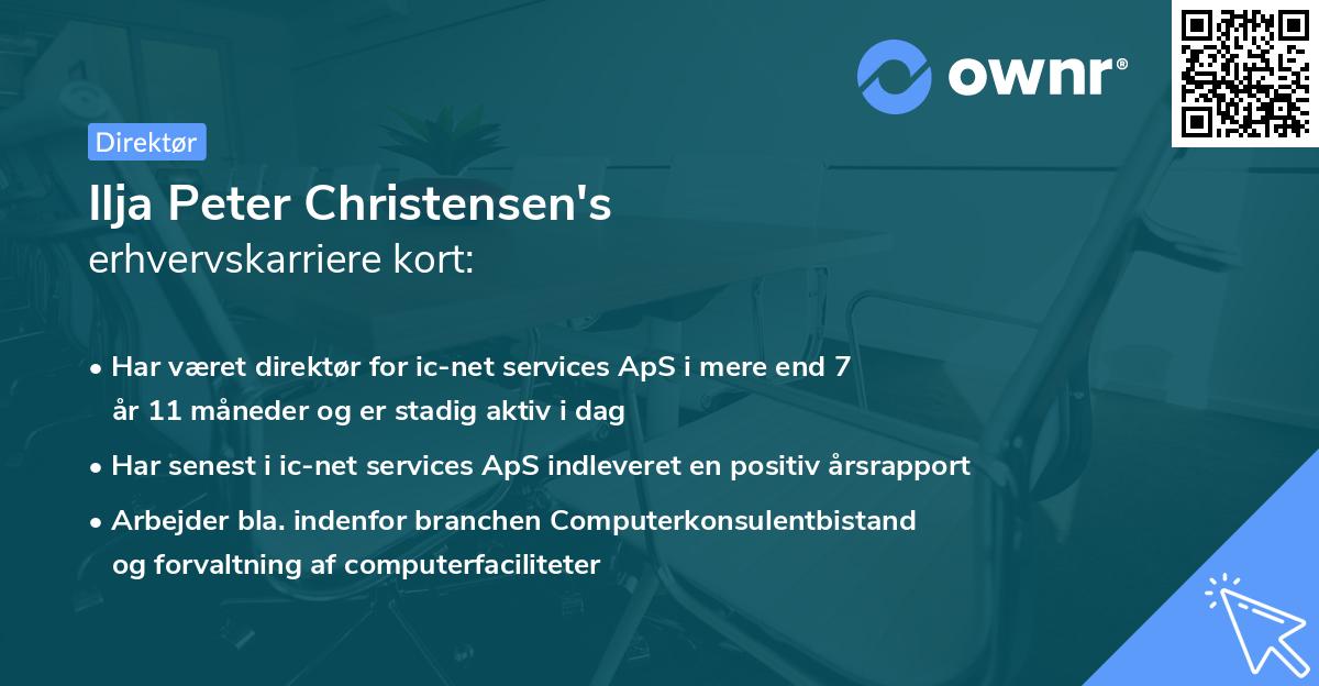 Ilja Peter Christensen's erhvervskarriere kort
