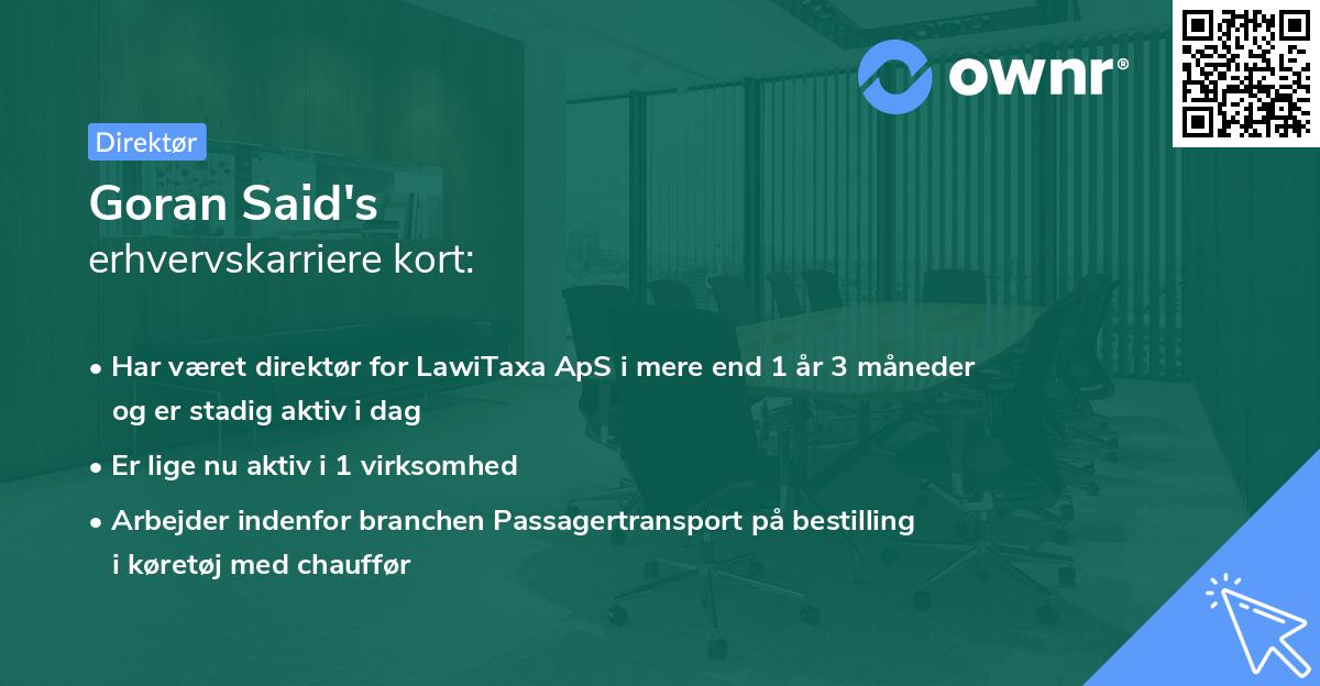 Goran Said's erhvervskarriere kort