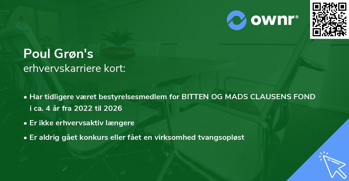 Poul Grøn's erhvervskarriere kort
