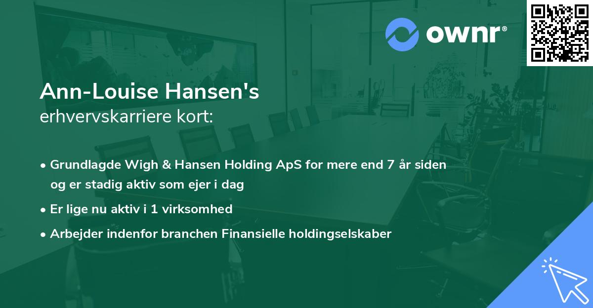 Ann-Louise Hansen's erhvervskarriere kort