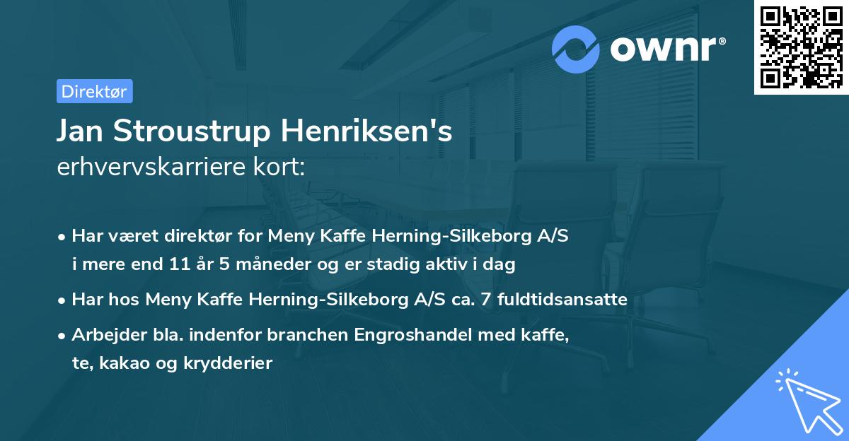 Jan Stroustrup Henriksen's erhvervskarriere kort