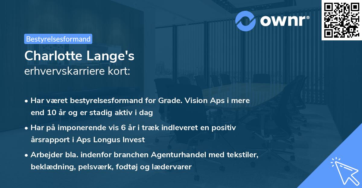 Charlotte Lange's erhvervskarriere kort