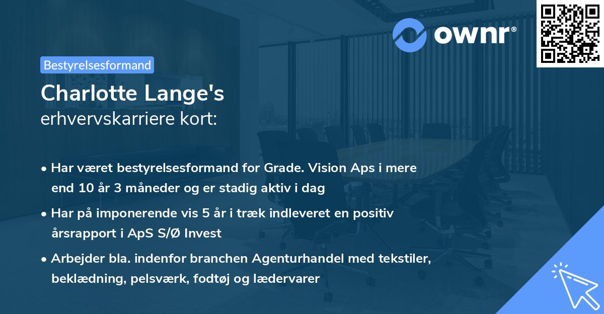 Charlotte Lange's erhvervskarriere kort
