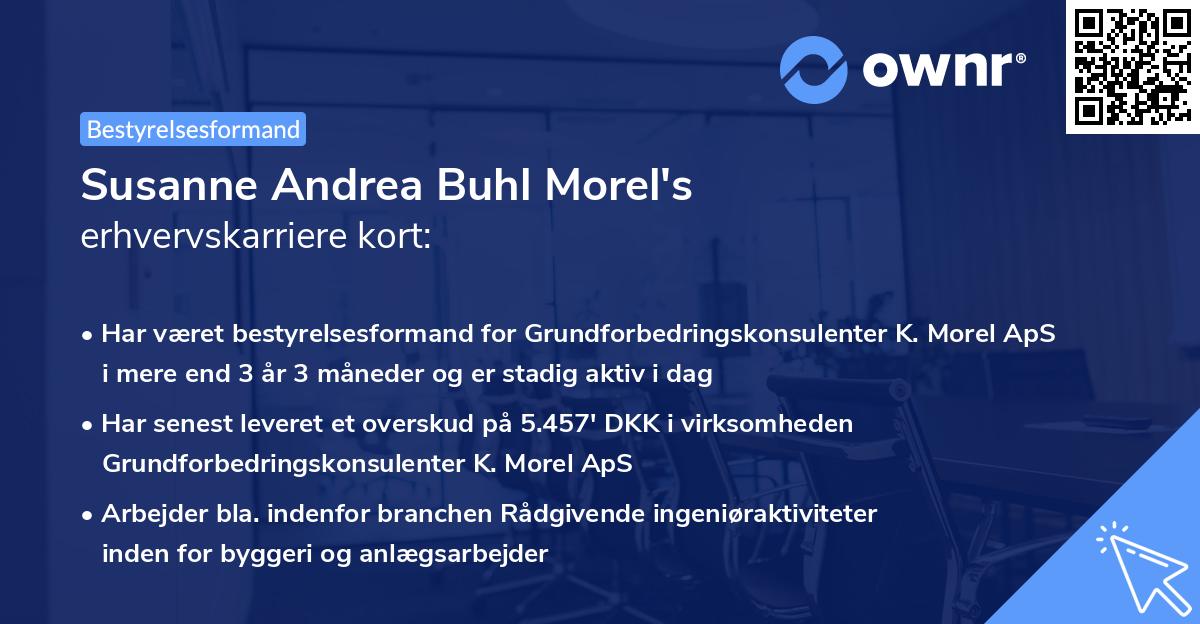 Susanne Andrea Buhl Morel's erhvervskarriere kort