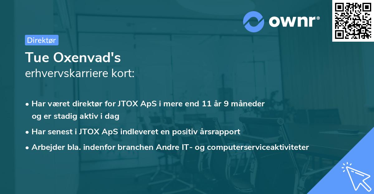 Tue Oxenvad's erhvervskarriere kort