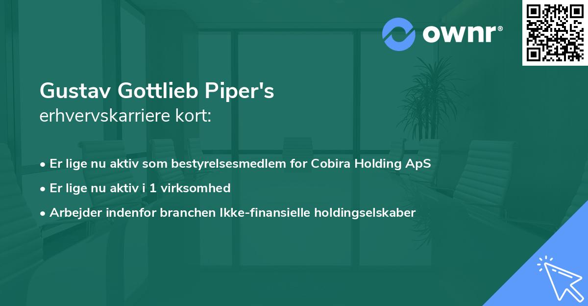 Gustav Gottlieb Piper's erhvervskarriere kort