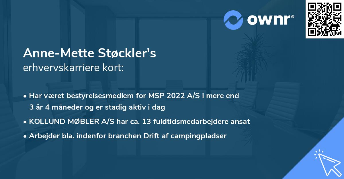 Anne-Mette Støckler's erhvervskarriere kort